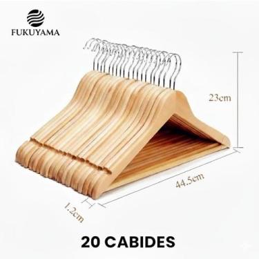 Imagem de Cabide De Madeira Premium kit 20 Unidades Marfim Fukuyama - MADEIRA20A