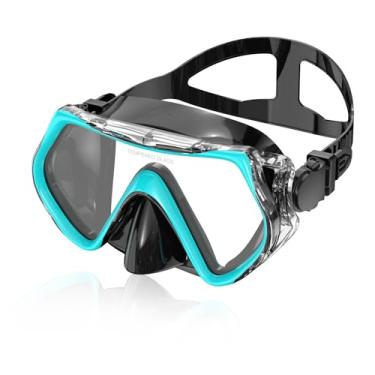 Imagem de Máscara de mergulho com snorkel, máscara de snorkel de natação anti-neblina, lente ultratransparente com óculos de vidro temperado de visão ampla para adultos, com cobertura de nariz para mergulho