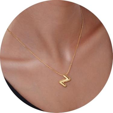 Imagem de Colar com pingente de inicial 3D, letra A-Z, joia de corrente de cobra, feita de design moderno de aço inoxidável, adequado para mulheres, F, Aço inoxidável, Sem Pedra Preciosa