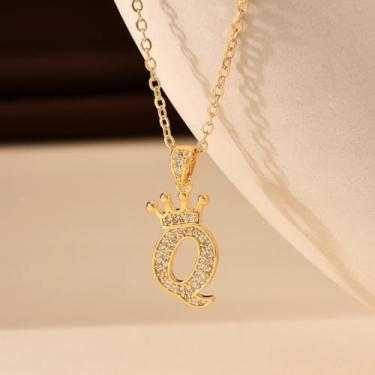 Imagem de 1 colar feminino banhado a prata, brilhante, com acabamento em coroa de diamante, joia fina, presente para mamãe, 40cm, Cobre, Sem Pedra Preciosa