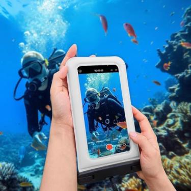 Imagem de Capa de telefone flutuante universal à prova d'água, com cordão transversal, bolsa para celular IP68 à prova d'água, acessórios de praia para iPhone 16 15 14 13 Pro Max, 1 pacote - Sand Dollar-7 ″