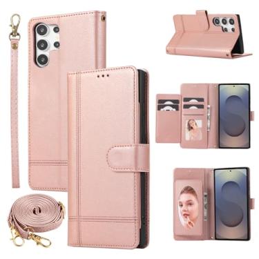 Imagem de Dswteny Capa tipo carteira compatível com Samsung Galaxy S25 Ultra 5G, alça transversal, flip espelhada, porta-cartão de crédito, capa para celular para S25Ultra 25S S 25 25Ultra 6,9 2025 feminino