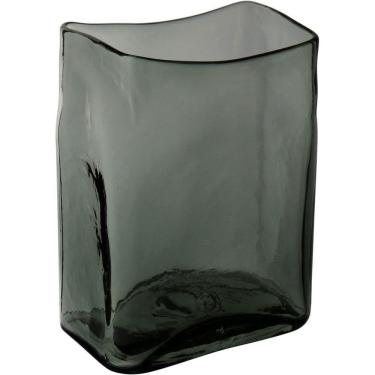 Imagem de Vaso Decorativo Enfeite Retangular Vidro 23x18x13cm Fumê