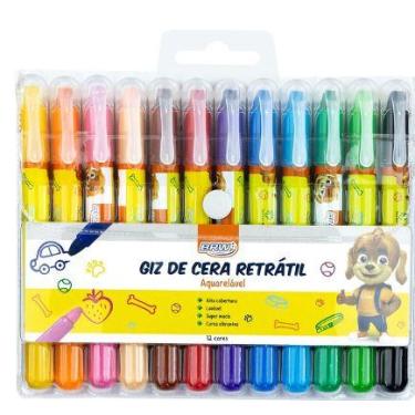 Imagem de Giz De Cera Retrátil Aquarelável - Kit Com 12 Cores - BRW