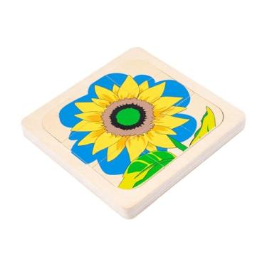 Imagem de Generic Quebra-cabeça de madeira do ciclo da vida para crianças de 4 a 8 anos. Ótimo presente, ferramenta didática e de desenvolvimento prático com várias, Girassol