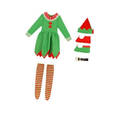 Imagem de IEUDNS Fantasia de Elfo de Natal Infantil - Roupa Macia para Apresentações de Natal E Ano, XL