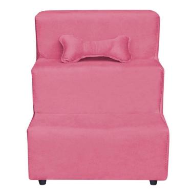Imagem de Escadinha Pet 3 Degraus Cachorro E Gato Suede Rosa
