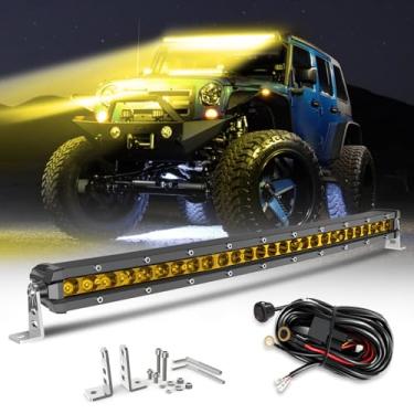 Imagem de CO LIGHT Barra de luz LED âmbar curvada de 50 cm - Design fino de fileira única 9720LM luz de neblina amarela para caminhão quadriciclo off-road trator UTV Marine - feixe de inundação atrás da grade
