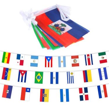 Imagem de Bandeira de corda de 200 países, bandeira internacional de 50 m, bandeira mundial decoração para escola, eventos esportivos, inauguração, festa, pacote com 2