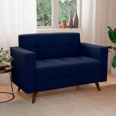 Imagem de Sofá 2 Lugares Vitrola Suede Azul 123 cm
