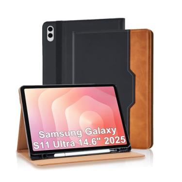 Imagem de Varohix Capa para Samsung Galaxy S11 Ultra 37.1 cm 2025 (SM-X936B/SM-X930) couro PU com suporte para caneta S, capa flip com alça de mão para Galaxy S11 Ultra com bolsos, proteção de visualização em