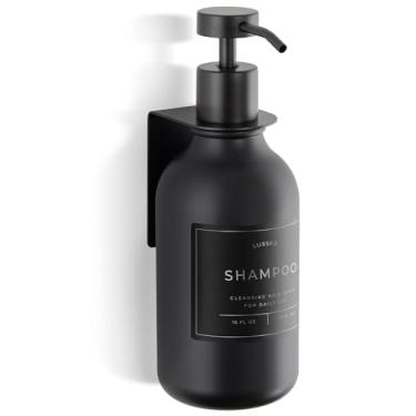Imagem de Lusspa Dispensador de xampu e condicionador – dispensador de sabão de chuveiro montado na parede – garrafa de plástico de 480 ml com bomba e suporte – dispensador de xampu – câmara dispensadora de