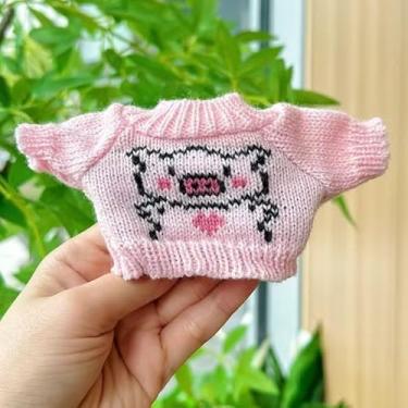 Imagem de Linda fantasia de porquinho da índia de Natal suéter de hamster furão pequeno animal roupas de malha roupas quentes de inverno (rosa)