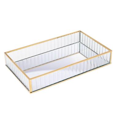 Imagem de Bandeja Decorativa Dourada Com Espelho Turkey Fineza