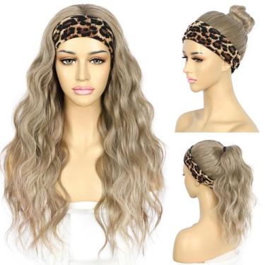 Imagem de Peruca com faixa de cabeça SAPPHIREWIGS marrom sintética longa ondulad