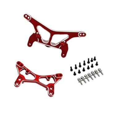 Imagem de simhoa Kit de atualização da torre de amortecedor dianteira e traseira para carro RC, suportes de amortecedor em metal para carro RC 1/24 244016, Prata Vermelha