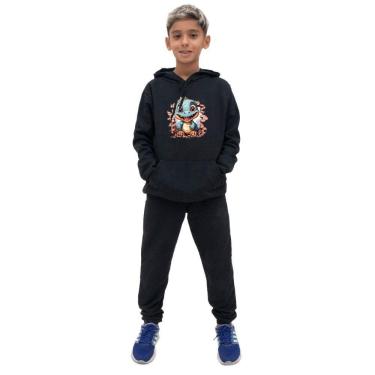 Imagem de Conjunto de Moletom Canguru Infantil Menino Estampa de Dinossauro Com Calça Alta Qualidade