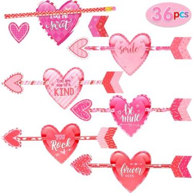 Imagem de Zonon 36 pçs lápis de dia dos namorados com cartões de presente de coração e topo de lápis presentes de dia dos namorados para crianças, professores de dia dos namorados, crianças, sala de aula, troca de prêmios, lembrancinhas de festa