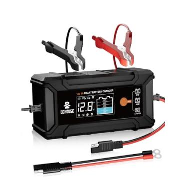 Imagem de DC HOUSE Carregador de bateria 5A, carregador inteligente de 12 V para carro, motocicleta, mantenedor de bateria automotiva e dessulfator para bateria de chumbo-ácido LiFePO4