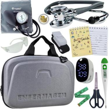 Imagem de Kit Enfermagem Pamed Premium Aparelho Esteto Medidor Glicose - Love Sa