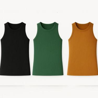 Imagem de Kit 3 Blusas Feminina Ribana Algodão Premium - 77VS LEVOSCH, Preto, Ve