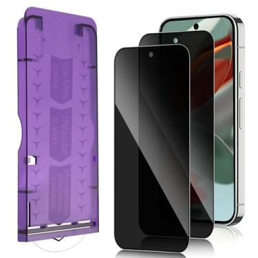 Imagem de Lokyoo Pacote com 2 protetores de tela de privacidade para Google Pixel 9 Pro XL [vidro temperado antiespião] [suporte para desbloqueio de impressões digitais] [remoção automática de poeira], sem