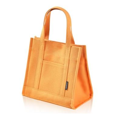 Imagem de Chamboise Mini sacola – Bolsa de lona elegante e compacta com fecho de pressão, ideal para uso diário e passeios casuais, Abóbora (lona resistente – autônoma)