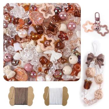 Imagem de Contas de acrílico sortidas de 500 g, 600 a 760 peças, contas fofas para fabricação de joias, 10 m, 0,8 mm, tira de nylon, flor, estrela, urso, arco, estética kawaii, berloques para pulseira, colar