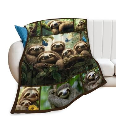 Imagem de Cobertor de preguiça, cobertor de animal, presentes de preguiça, cobertores florestais, pelúcia de flanela de lã para mulheres, homens, meninos, meninas, adultos, roupa de cama macia para sofá-cama