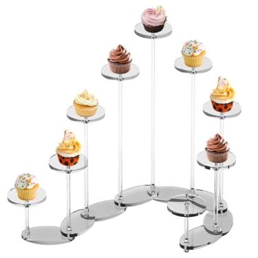 Imagem de Prateleira de exibição de acrílico transformável de 9 camadas, organizador transparente ajustável para figuras de ação, cupcakes e maquiagem