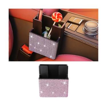 Imagem de Sandfren Organizador lateral de assento de carro brilhante, suporte de bolsa de armazenamento de veículos com strass de cristal para documentos de telefone, acessórios de caixa de organização