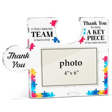 Imagem de XFFJGVR Porta-retrato Teams Thank You Appreciation Gifts, Best Team Ever Gifts A Truly Amazing Team Is Hard to Find Acrylic Puzzle, Desktop Display, Photo Frames, Horizontal 10 x 15 cm