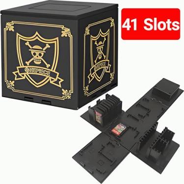 Imagem de Switch 2 Cartucho compatível com Nintendo Switch 2/Switch/Lite/OLED–41 Slot Switch Game Case Holder Cube Travel-Friendly Hard Shell Caixa de armazenamento dobrável para jogadores, caveira preta