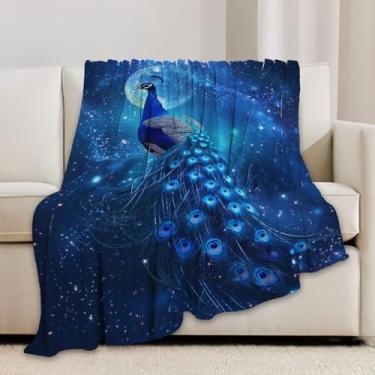 Imagem de Cobertor de pavão, cobertor de pavão, animais de flanela, mercadoria, decoração aconchegante, de lã, felpudo, quente, macio, leve, presentes para meninas, mulheres, homens, meninos, sofá, 127 x 101 cm