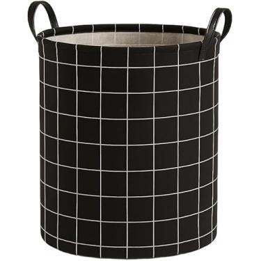 Imagem de Cesto Organizador Multiuso 40L Versátil para Roupa Suja, Brinquedos, Quarto, Banheiro ou Lavanderia (Quadriculado Preto)