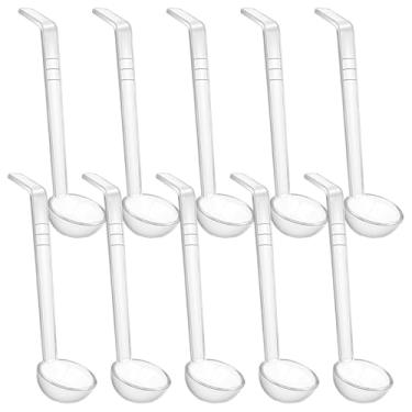 Imagem de LUMINFLY Conjunto de 10 mini conchas de plástico transparente, colheres de cabo longo para sopa, sucos, coquetéis e molhos, 6,7 x 5,6 cm