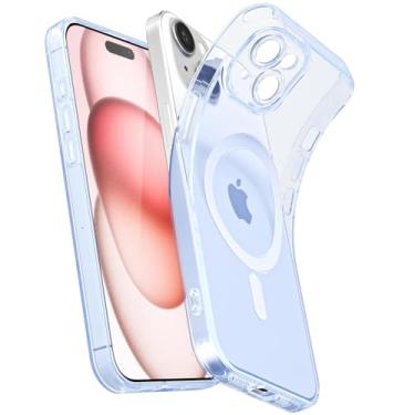 Imagem de Svanove Capa magnética transparente para iPhone 15, compatível com Magsafe Slim Thin Transparent Mag Safe Case para mulheres e meninas, capa feminina de borracha de silicone macia com capa de câmera