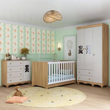 Imagem de Quarto de Bebê Completo com Berço Americano 3 em 1 Ternura Multimóveis MP4655