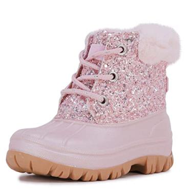 Imagem de LONDON FOG Botas de neve femininas Tadley para clima frio, forradas quentes, botas de neve modernas para meninas, rosa, 10 Toddler