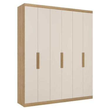 Imagem de Guarda Roupa Casal Milan 6 Portas Capuccino Off White Acetinado - Thb