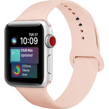 Imagem de Blaspins Pulseiras esportivas de silicone macio de 41 mm, 40 mm e 38 mm, pulseira de substituição com fecho clássico para Apple Watch Series SE 7, 6, 5, 4, 3, 2, 1, para mulheres e homens de 38/40/41