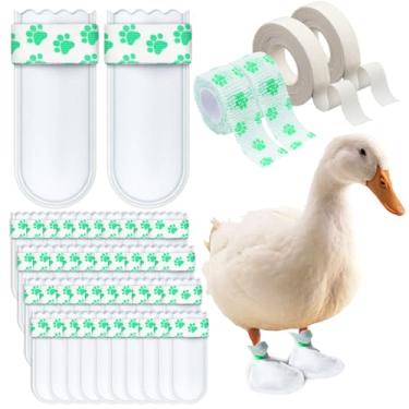 Imagem de ZZBUY Botas descartáveis para pés de pato verdadeiros, Bumble Foot para suprimentos de pato com bandagem, tamanho grande (verde, 40 peças)