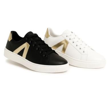 Imagem de Kit 2 Pares Tênis Feminino Casual Leve Confortável Dia a Dia Academia (Branco/Preto, BR, Adulto, Numérico, 36)