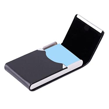 Imagem de Naroote Porta-cartões de Visita, Couro PU Elegante e Pequeno e Conveniente Estojo para Cartão de Crédito Em Aço Inoxidável para Pasta para Mulheres e Homens (Tamanho único)