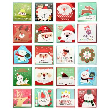 Imagem de A-Focus Pacote com 20 mini cartões de Feliz Natal com envelopes coloridos, 7 x 7 cm, adorável desenho animado Branca de Neve Festival Natal Feliz Ano Novo 20 cartões comemorativos de design sortido
