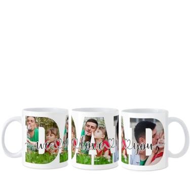 Imagem de Caneca de café branca personalizada com foto Dad We Love You Copo de cerâmica personalizado para ele, pai, papai, presente de dia dos pais, ideia única de da filha e filho