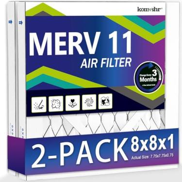 Imagem de Filtro de ar MERV 11 8 x 20 x 1 (pacote com 2), substituição de filtro CA HVAC/forno, proteção contra poeira – comparável com MPR 1000 e FPR 7 (real 7,75 x 7,75 x 0,75)