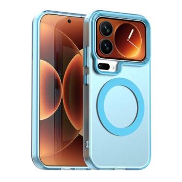 Imagem de Pzwoxukhov Capa compatível com Xiaomi 17 Pro Max, compatível com Magsafe, capa magnética à prova de choque, compatível com Xiaomi 17 Pro Max capa azul