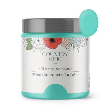 Imagem de Tinta de giz Country Chic All-in-One para móveis, armários, decoração de casa, ecológica, acabamento fosco, primer embutido e revestimento superior para madeira, metal - coquetel tropical (turquesa
