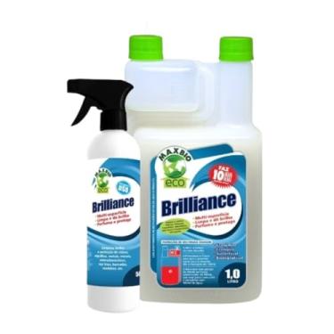 Imagem de Limpa Vidros Brilliance Biodegradável Super Concentrado 1L (Rende 10L) com Borrifador – Película Protetora para Vidros, Espelhos e Inox